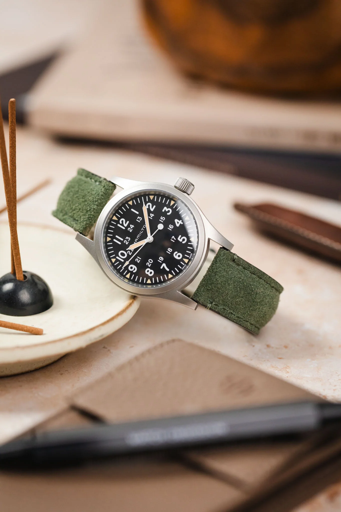 Morellato SCHUMANN Suede Watch Strap - GREEN - Image 4