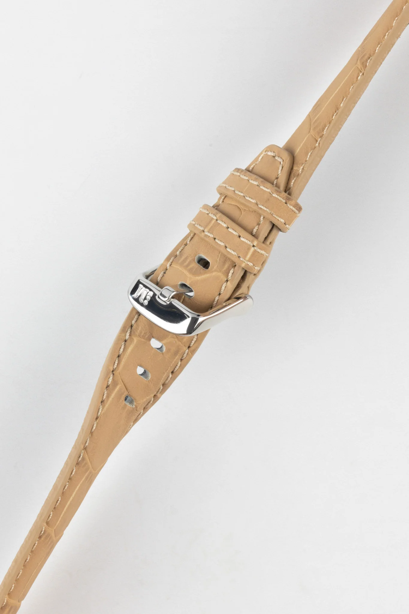 Morellato SOCCER Alligator-Embossed Calfskin Leather Watch Strap in BEIGE - Image 5