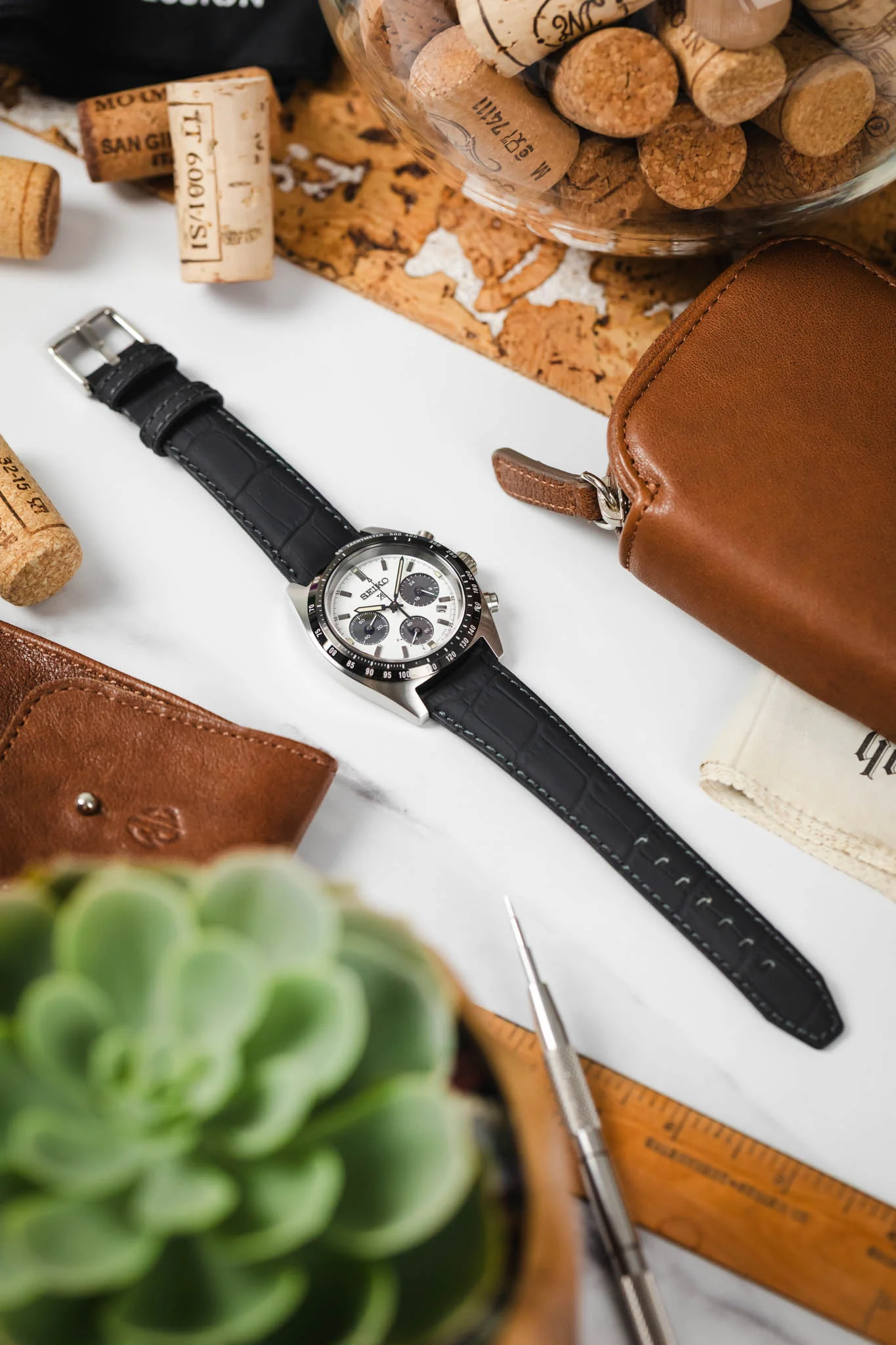 Morellato SOCCER Alligator-Embossed Calfskin Leather Watch Strap in BLACK - Image 6