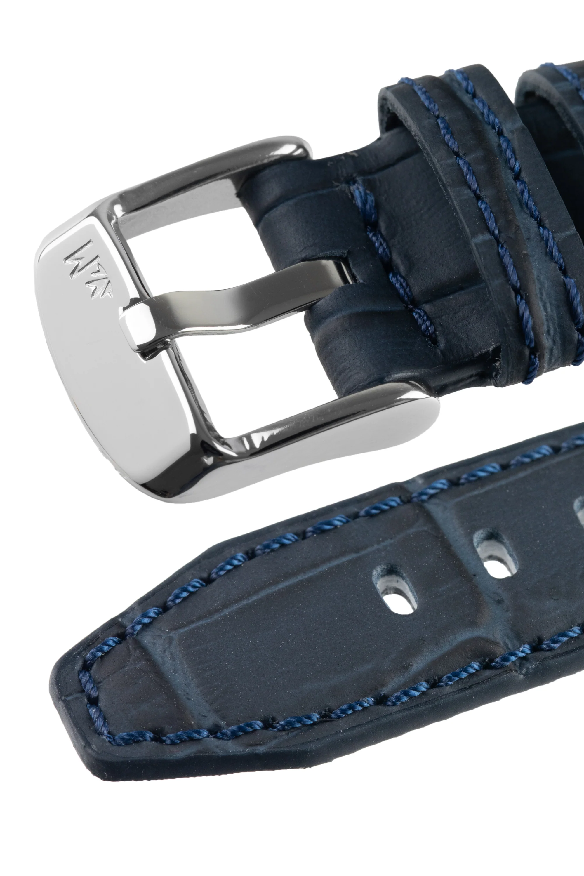 Morellato SOCCER Alligator-Embossed Calfskin Leather Watch Strap in BLUE - Image 5