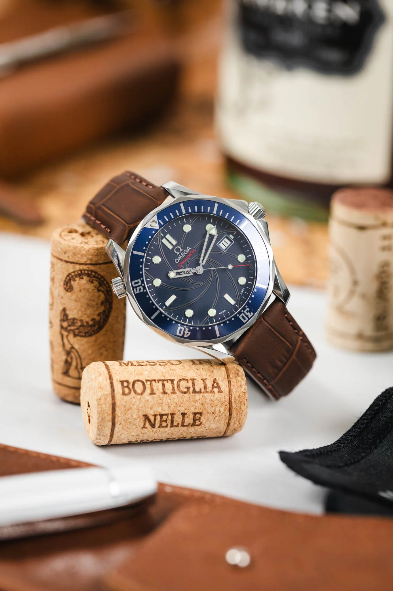 Morellato SOCCER Alligator-Embossed Calfskin Leather Watch Strap in BROWN - Image 4