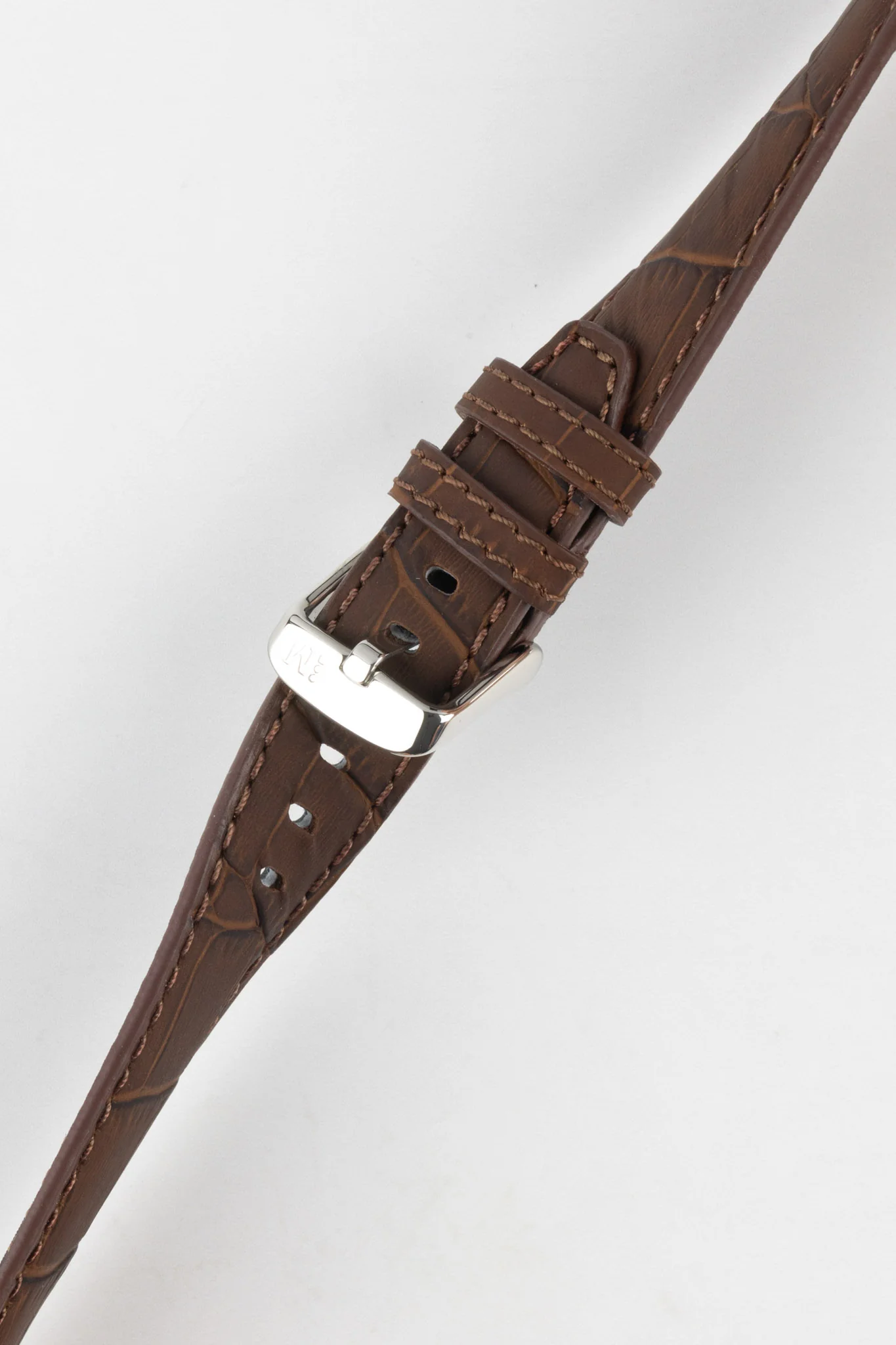 Morellato SOCCER Alligator-Embossed Calfskin Leather Watch Strap in BROWN - Image 5