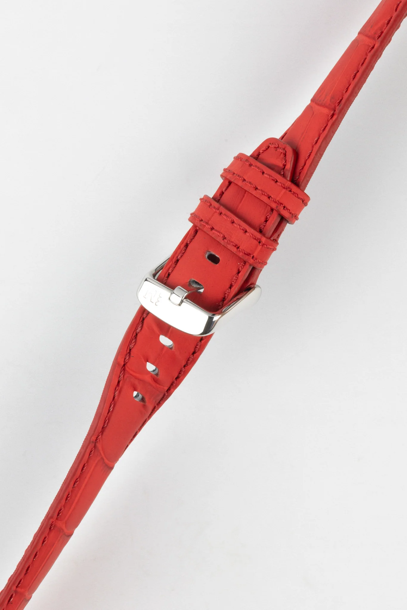 Morellato SOCCER Alligator-Embossed Calfskin Leather Watch Strap in RED - Image 5