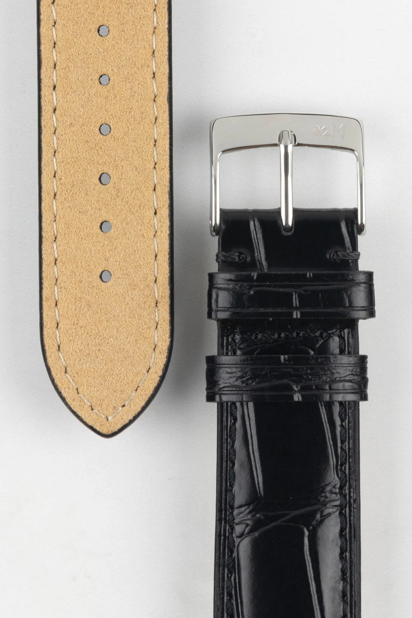 Morellato TIEPOLO Alligator Embossed Watch Strap - BLACK - Image 3