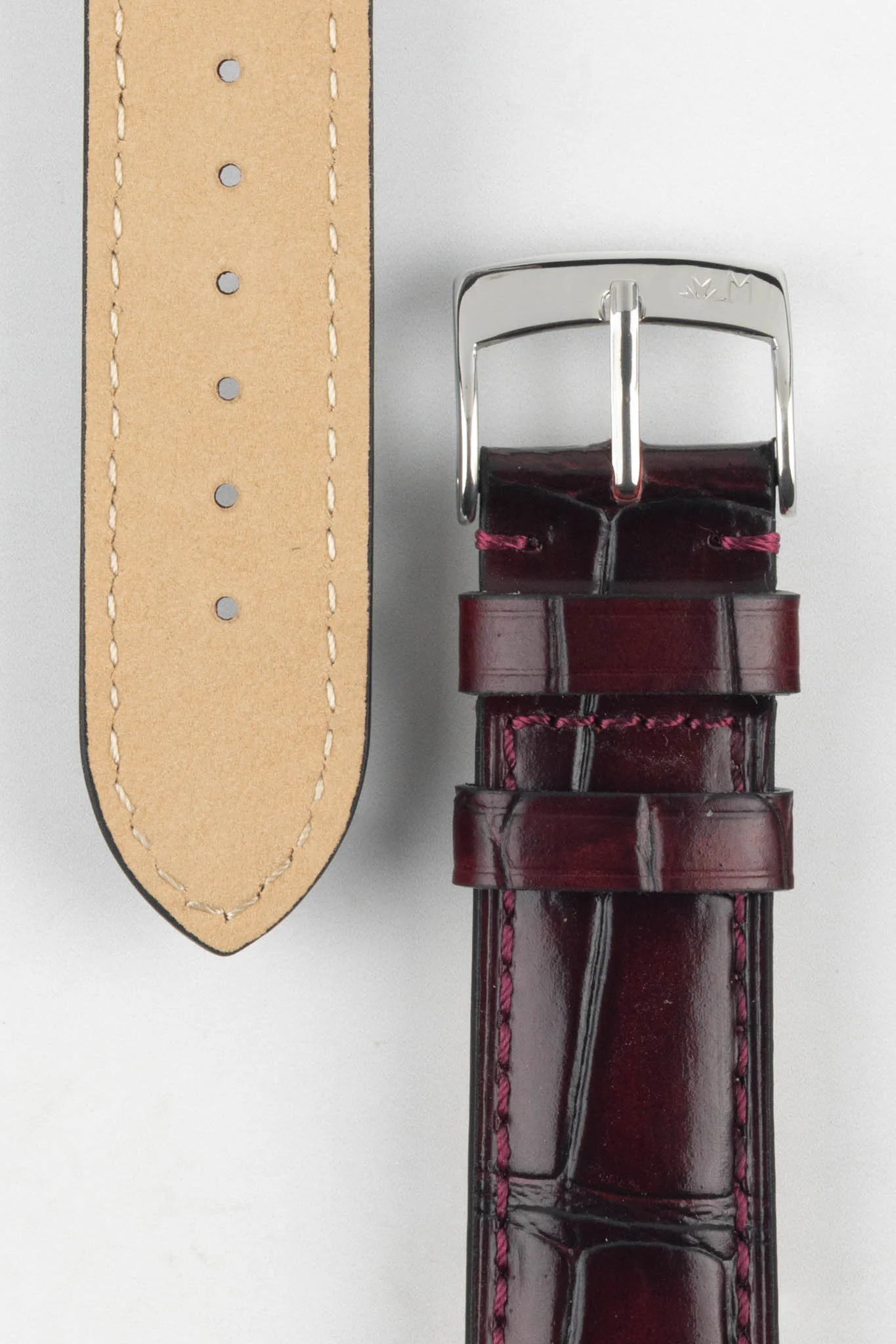 Morellato TIEPOLO Alligator Embossed Watch Strap - BURGUNDY - Image 3
