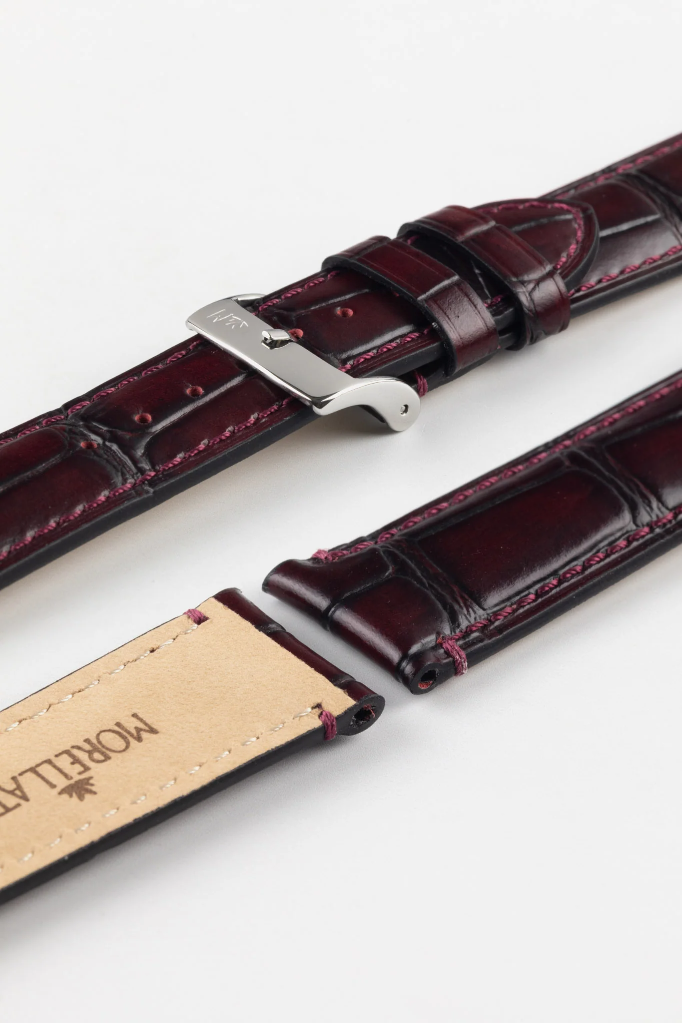 Morellato TIEPOLO Alligator Embossed Watch Strap - BURGUNDY - Image 7