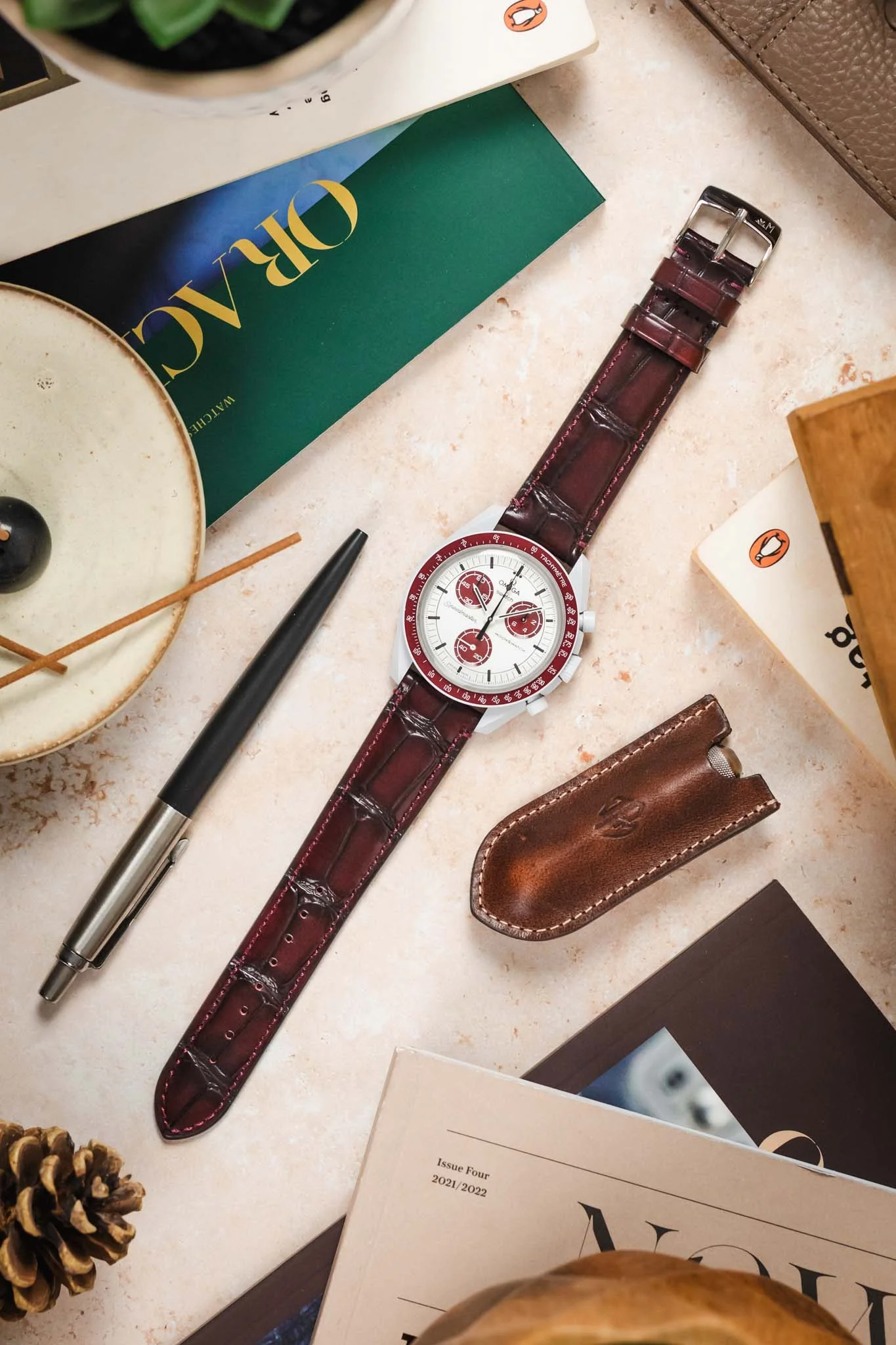 Morellato TIEPOLO Alligator Embossed Watch Strap - BURGUNDY - Image 8