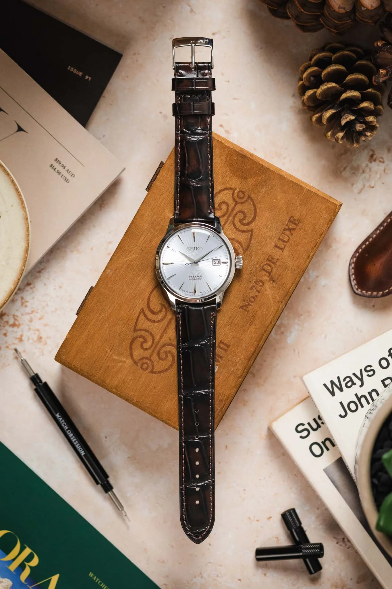 Morellato TIEPOLO Alligator Embossed Watch Strap - DARK BROWN - Image 8