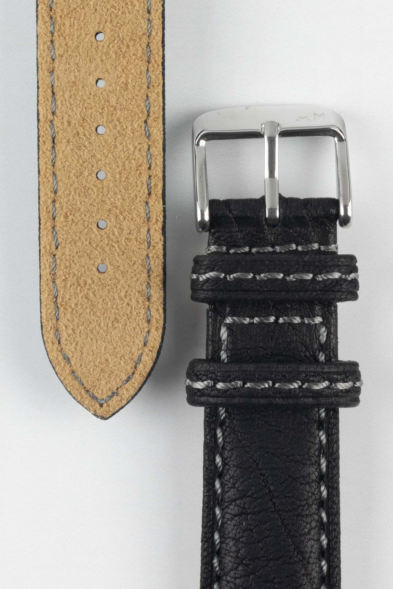 Morellato TINTORETTO Genuine Deerskin Leather Watch Strap in BLACK - Image 3