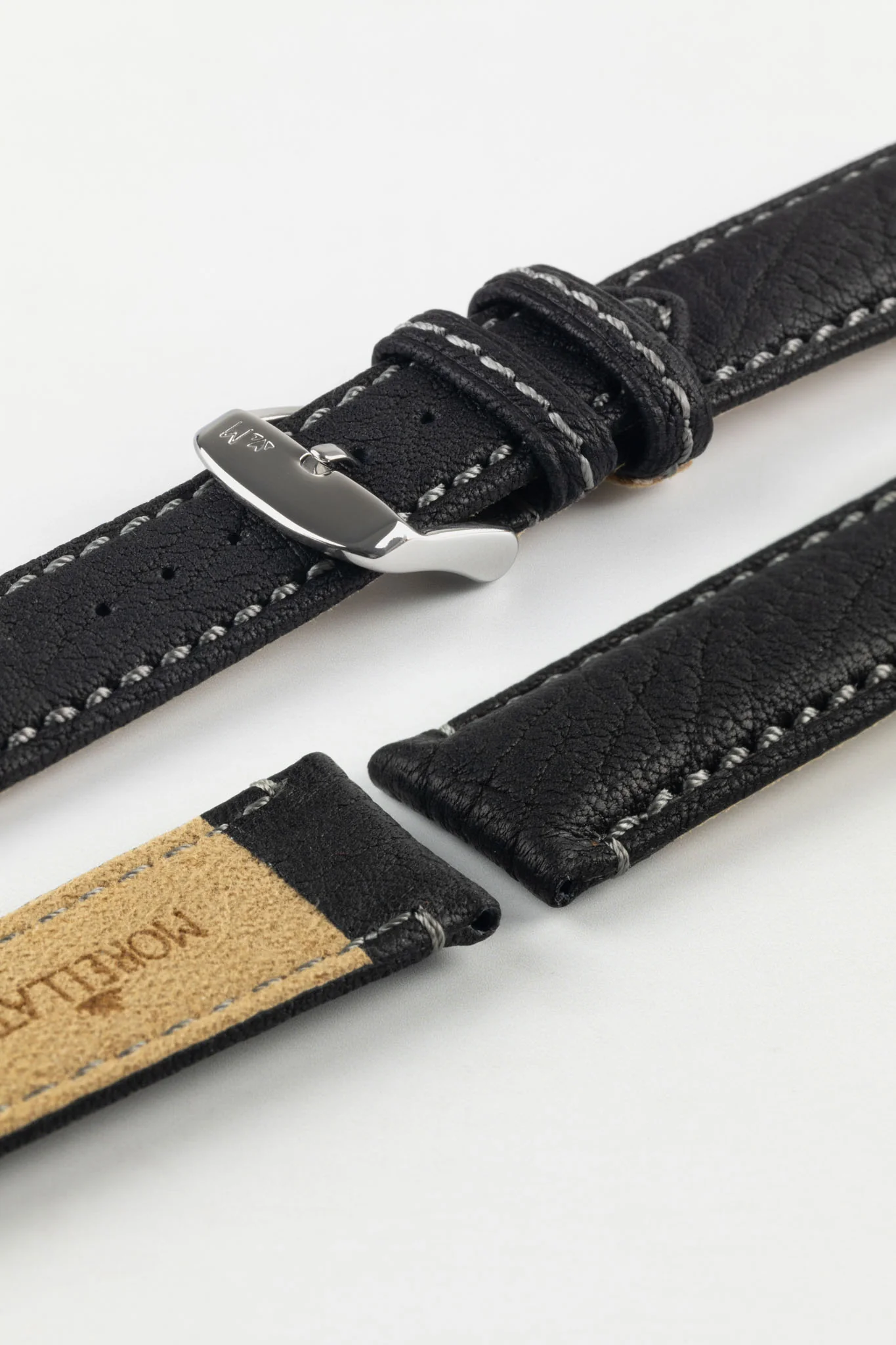Morellato TINTORETTO Genuine Deerskin Leather Watch Strap in BLACK - Image 7