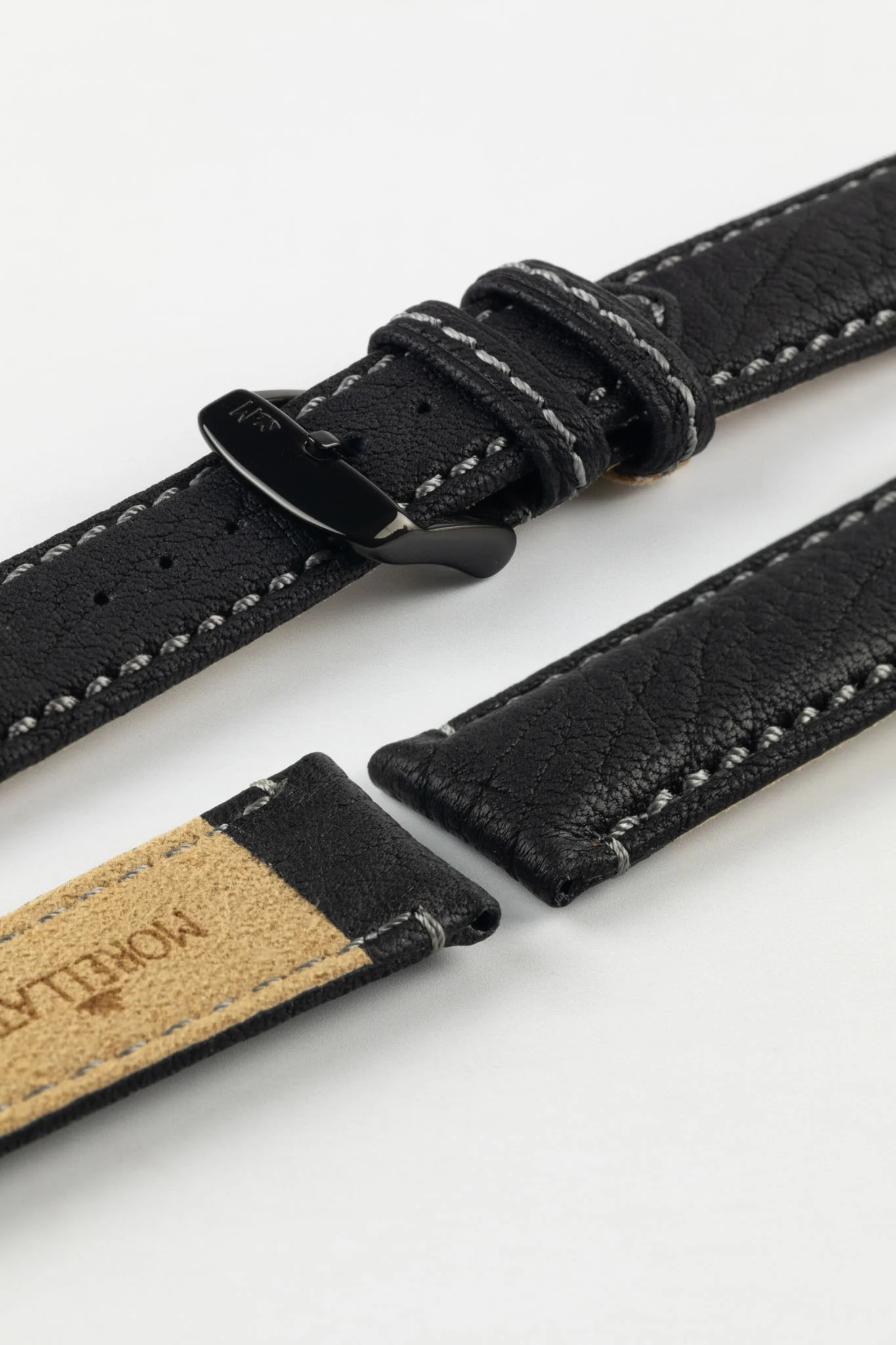 Morellato TINTORETTO Genuine Deerskin Leather Watch Strap in BLACK - Image 8