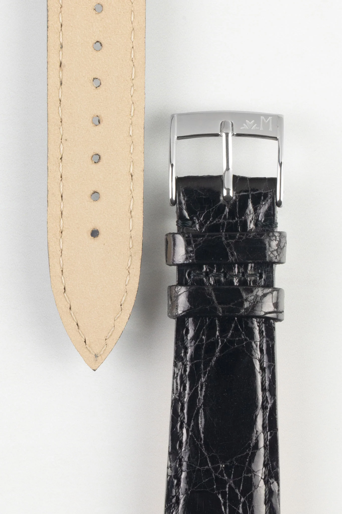 Morellato TRACY Genuine Crocodile Watch Strap in BLACK - Image 3