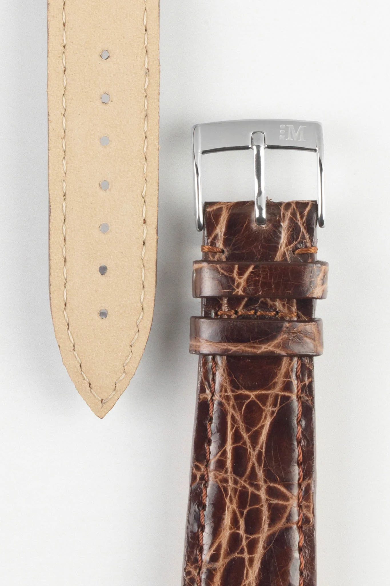 Morellato TRACY Genuine Crocodile Watch Strap in BROWN - Image 3