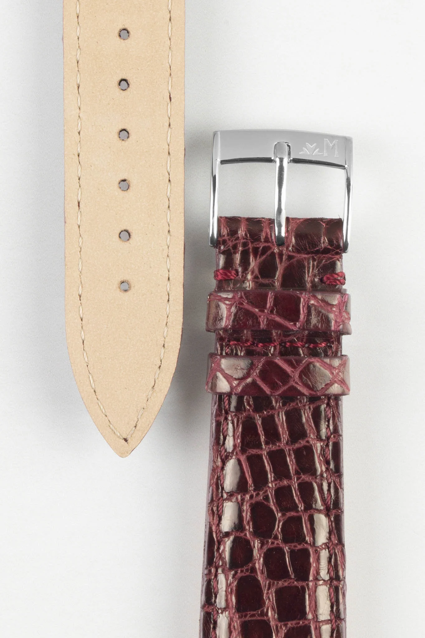 Morellato TRACY Genuine Crocodile Watch Strap in BURGUNDY - Image 3