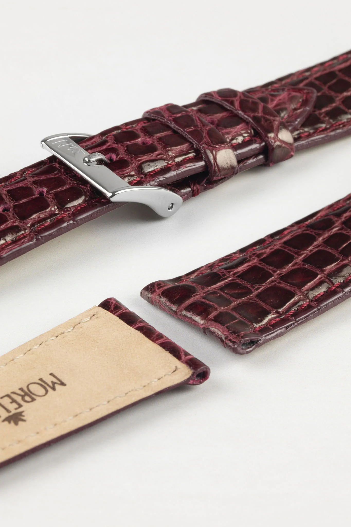 Morellato TRACY Genuine Crocodile Watch Strap in BURGUNDY - Image 7