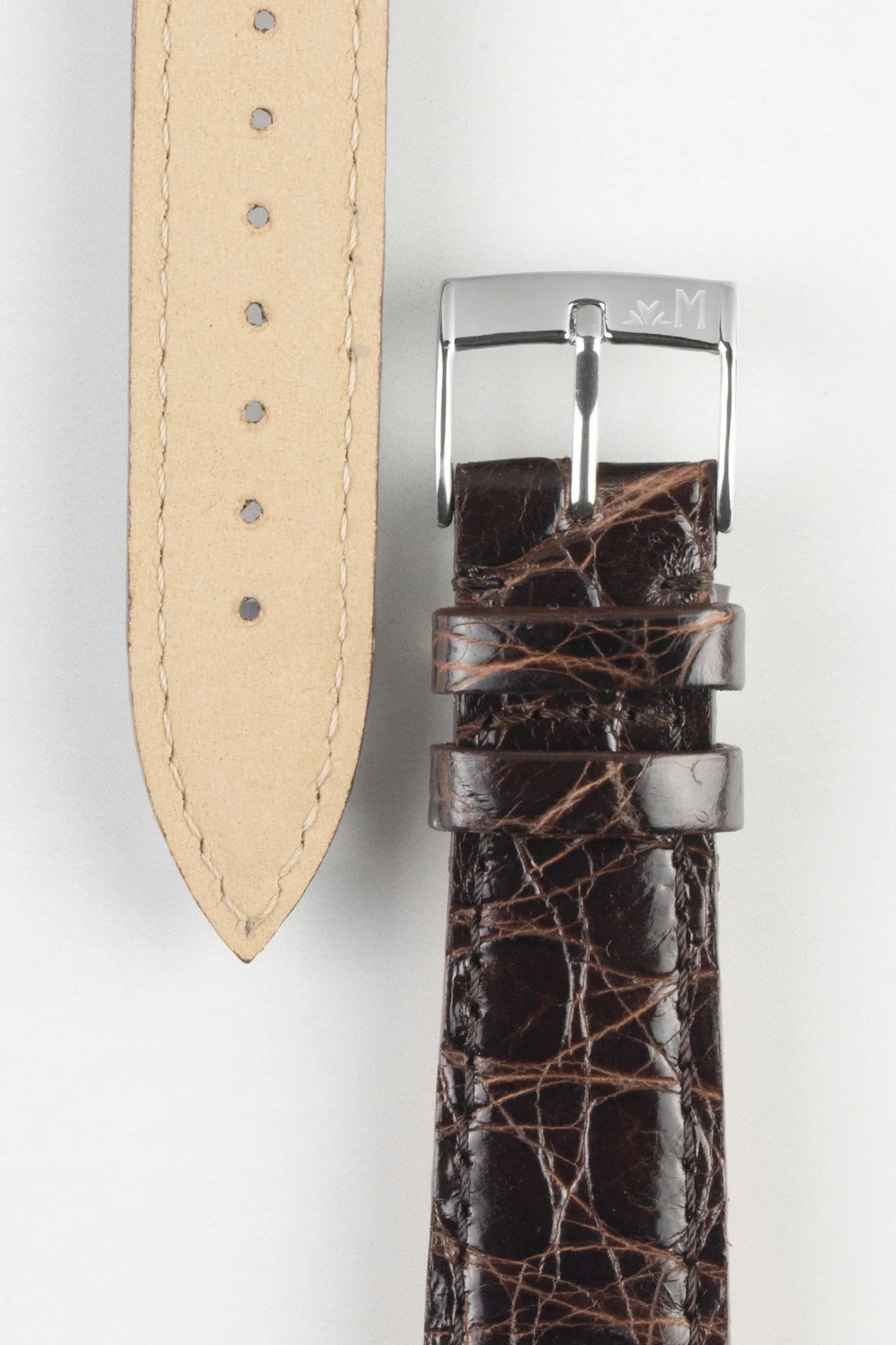 Morellato TRACY Genuine Crocodile Watch Strap in DARK BROWN - Image 3