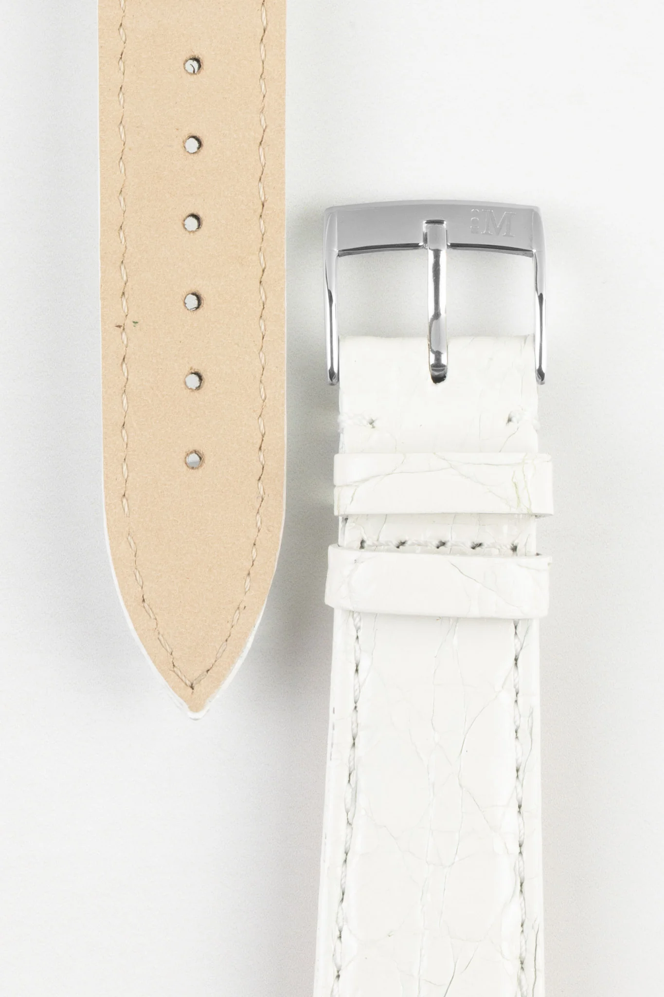 Morellato TRACY Genuine Crocodile Watch Strap in WHITE - Image 3