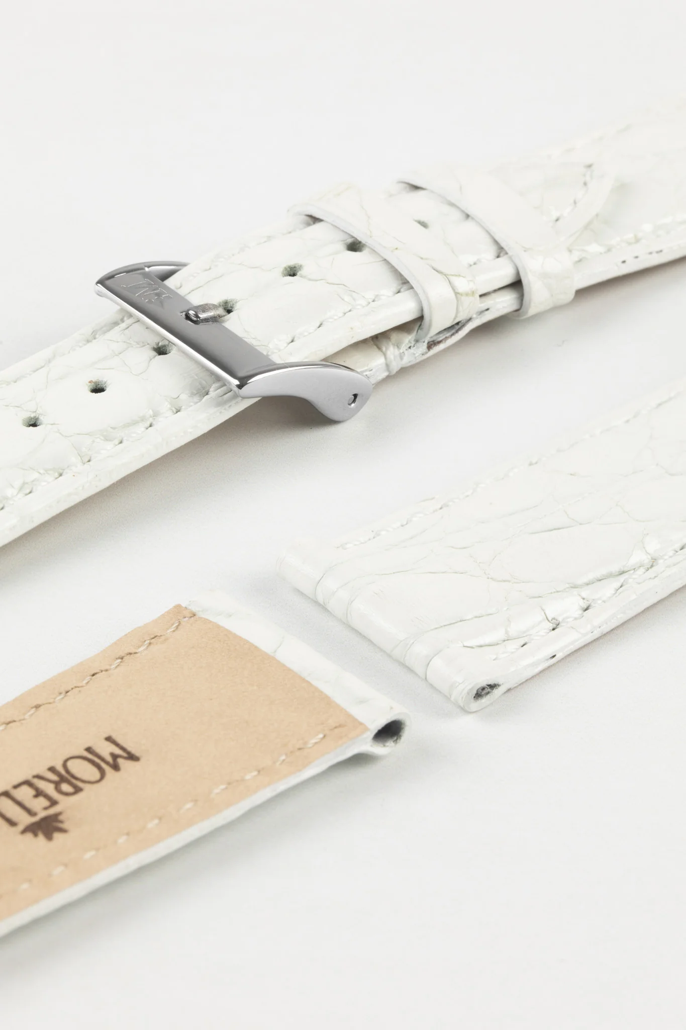 Morellato TRACY Genuine Crocodile Watch Strap in WHITE - Image 7