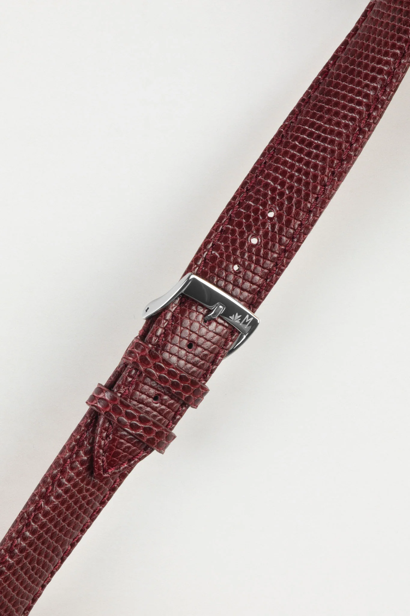 Morellato VIOLINO Genuine Lizard Skin Watch Strap in BURGUNDY - Image 5