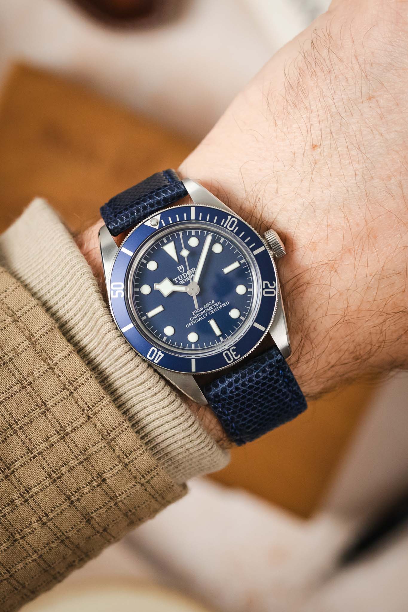 Morellato VIOLINO Genuine Lizard Skin Watch Strap in DARK BLUE - Image 2
