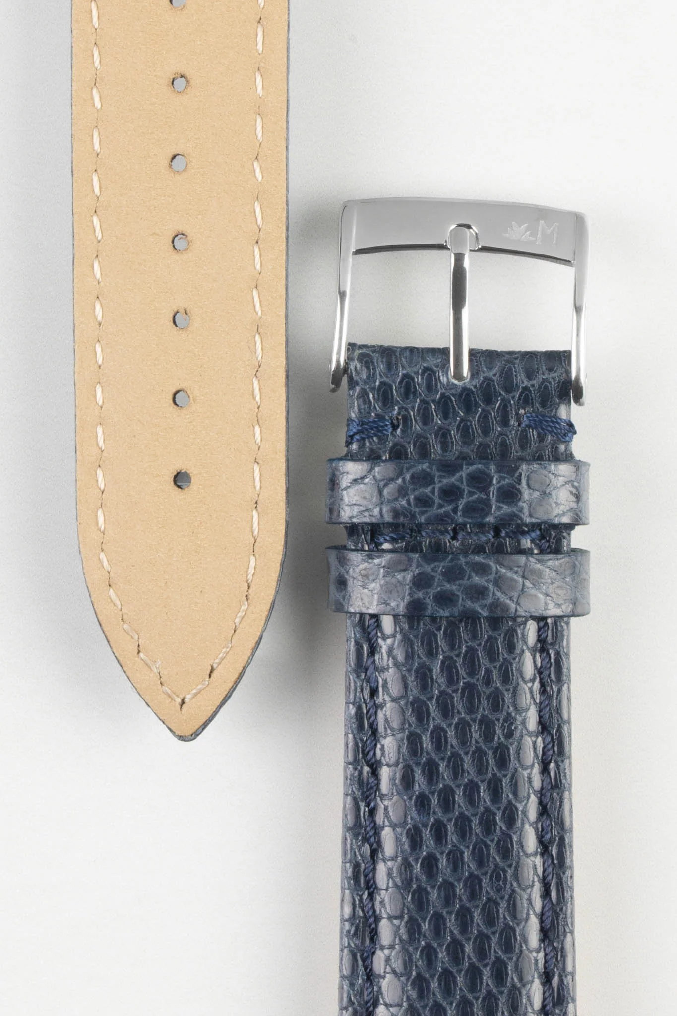 Morellato VIOLINO Genuine Lizard Skin Watch Strap in DARK BLUE - Image 3