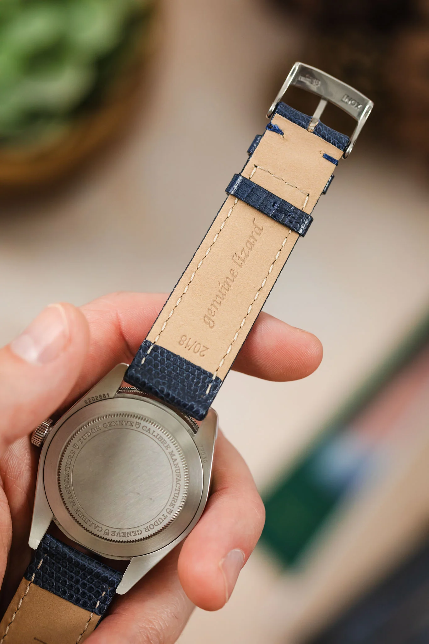 Morellato VIOLINO Genuine Lizard Skin Watch Strap in DARK BLUE - Image 6