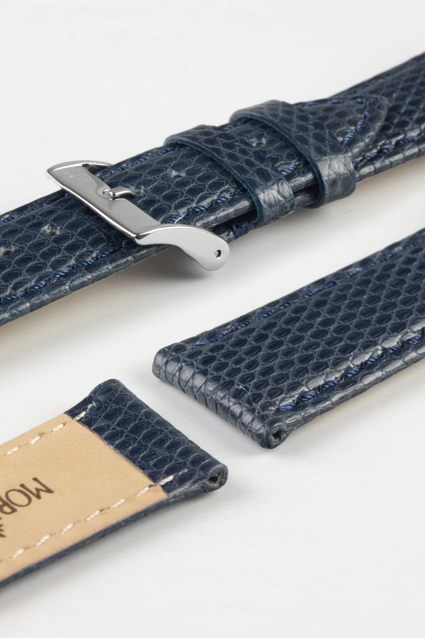 Morellato VIOLINO Genuine Lizard Skin Watch Strap in DARK BLUE - Image 7