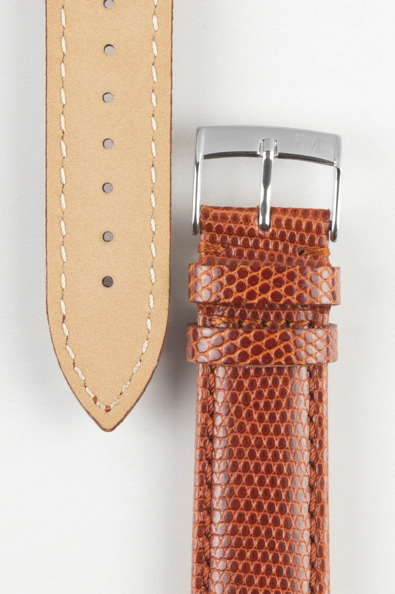 Morellato VIOLINO Genuine Lizard Skin Strap in GOLD BROWN - Image 3