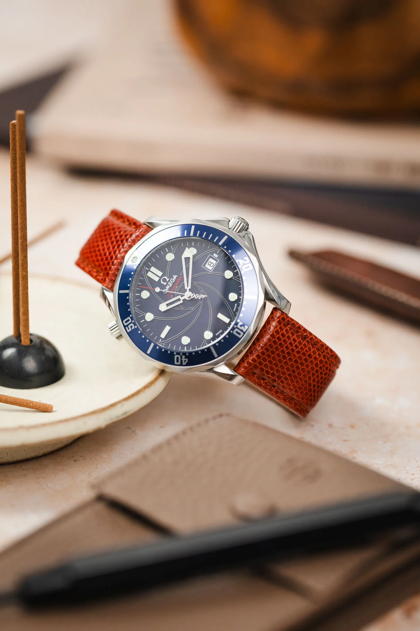 Morellato VIOLINO Genuine Lizard Skin Strap in GOLD BROWN - Image 4
