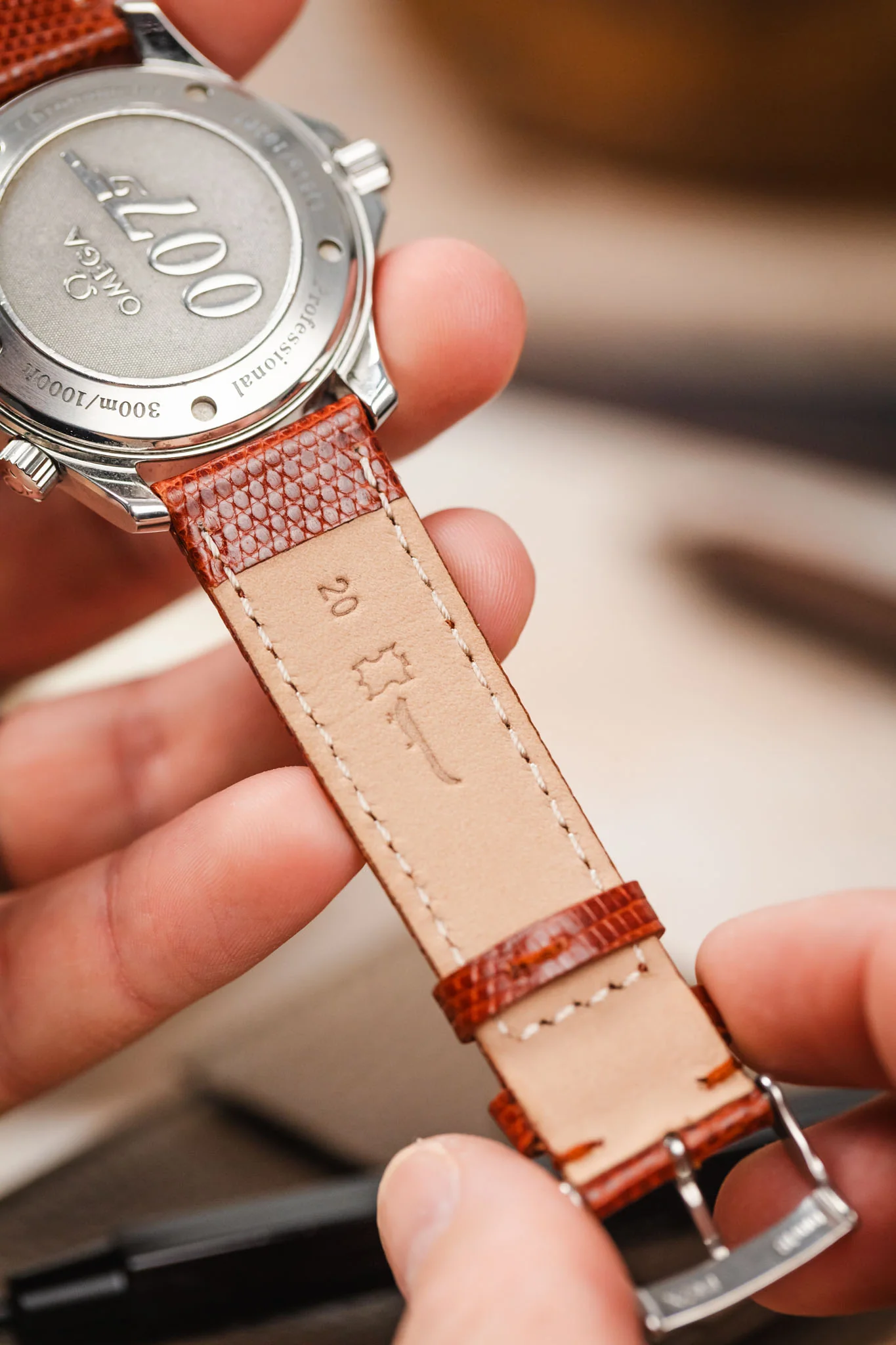 Morellato VIOLINO Genuine Lizard Skin Strap in GOLD BROWN - Image 6