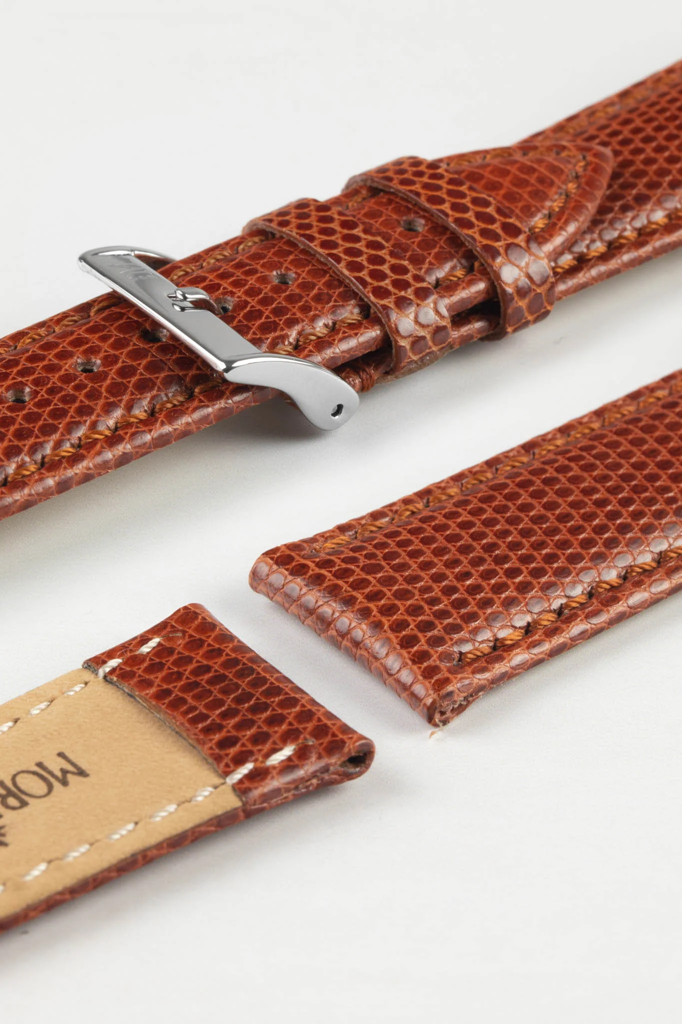 Morellato VIOLINO Genuine Lizard Skin Strap in GOLD BROWN - Image 7
