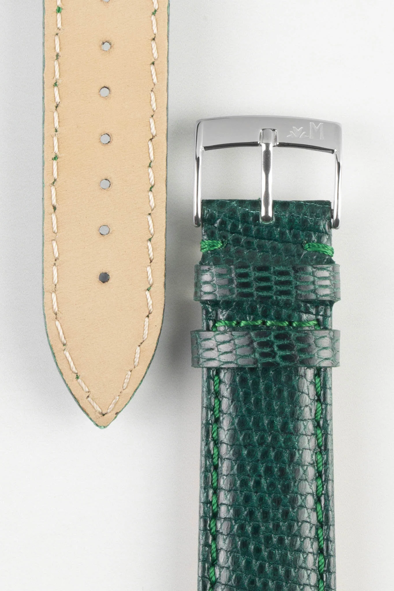 Morellato VIOLINO Genuine Lizard Skin Watch Strap in GREEN - Image 3