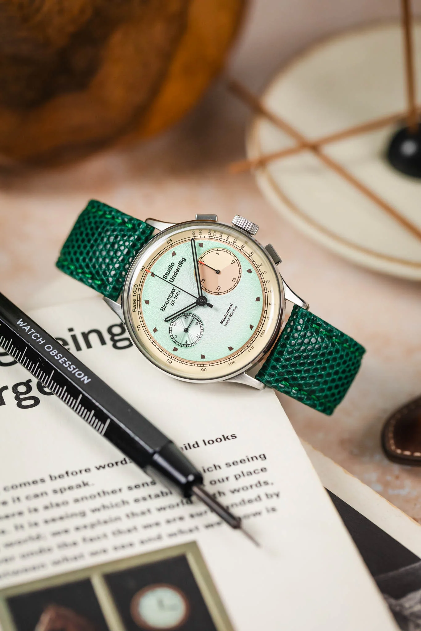 Morellato VIOLINO Genuine Lizard Skin Watch Strap in GREEN - Image 4