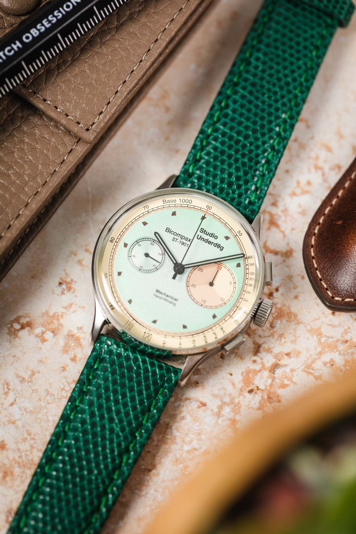 Morellato VIOLINO Genuine Lizard Skin Watch Strap in GREEN - Image 6