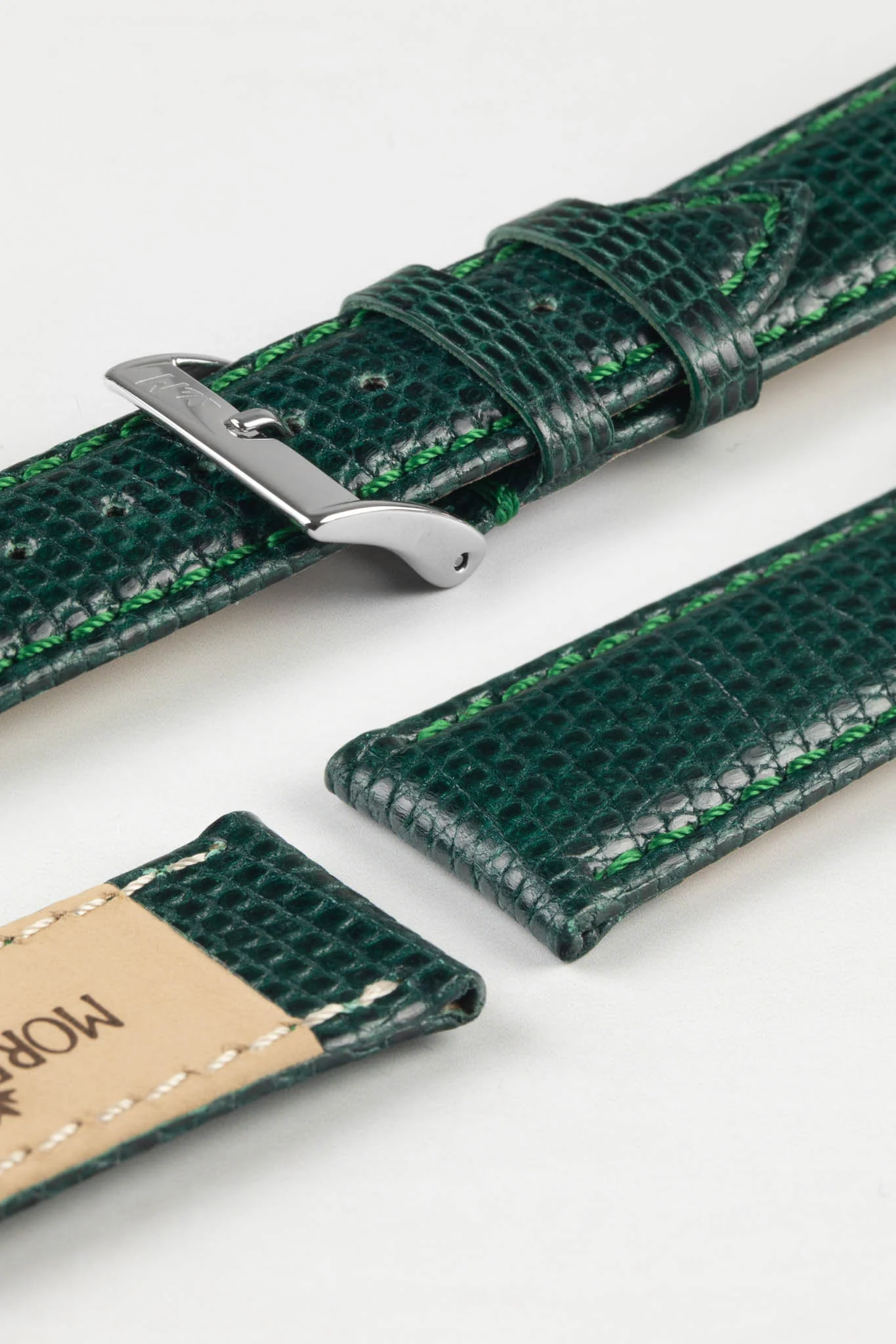 Morellato VIOLINO Genuine Lizard Skin Watch Strap in GREEN - Image 7