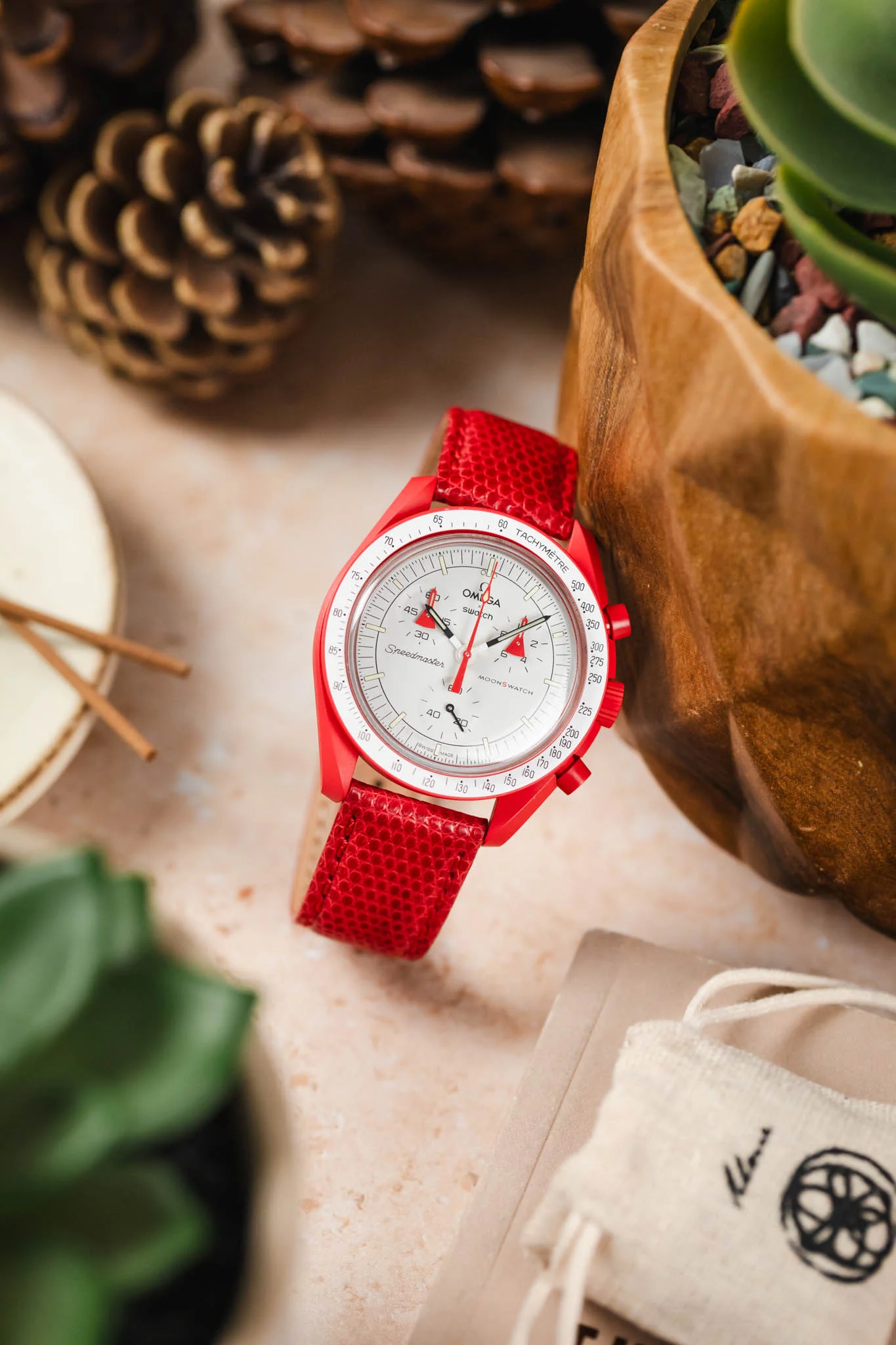 Morellato VIOLINO Genuine Lizard Skin Strap in RED - Image 4