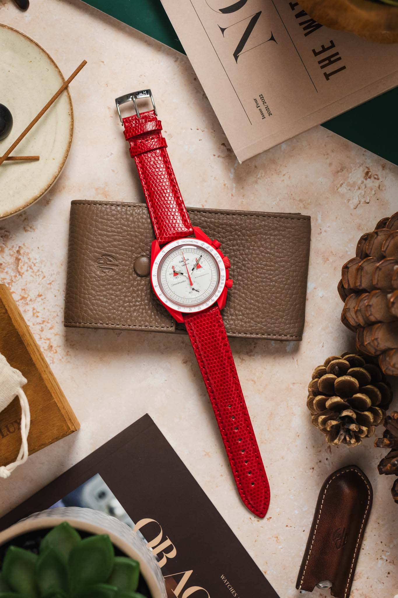 Morellato VIOLINO Genuine Lizard Skin Strap in RED - Image 8