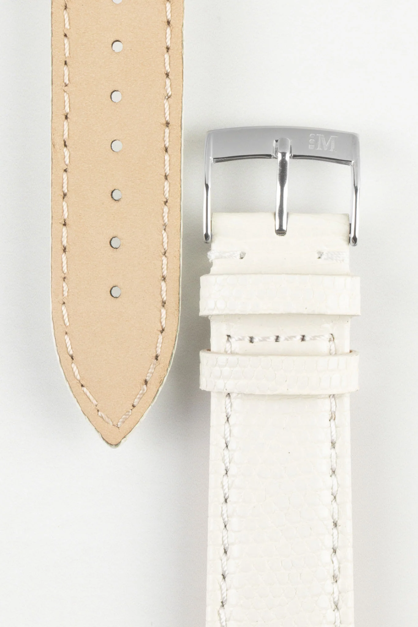 Morellato VIOLINO Genuine Lizard Skin Strap in WHITE - Image 3