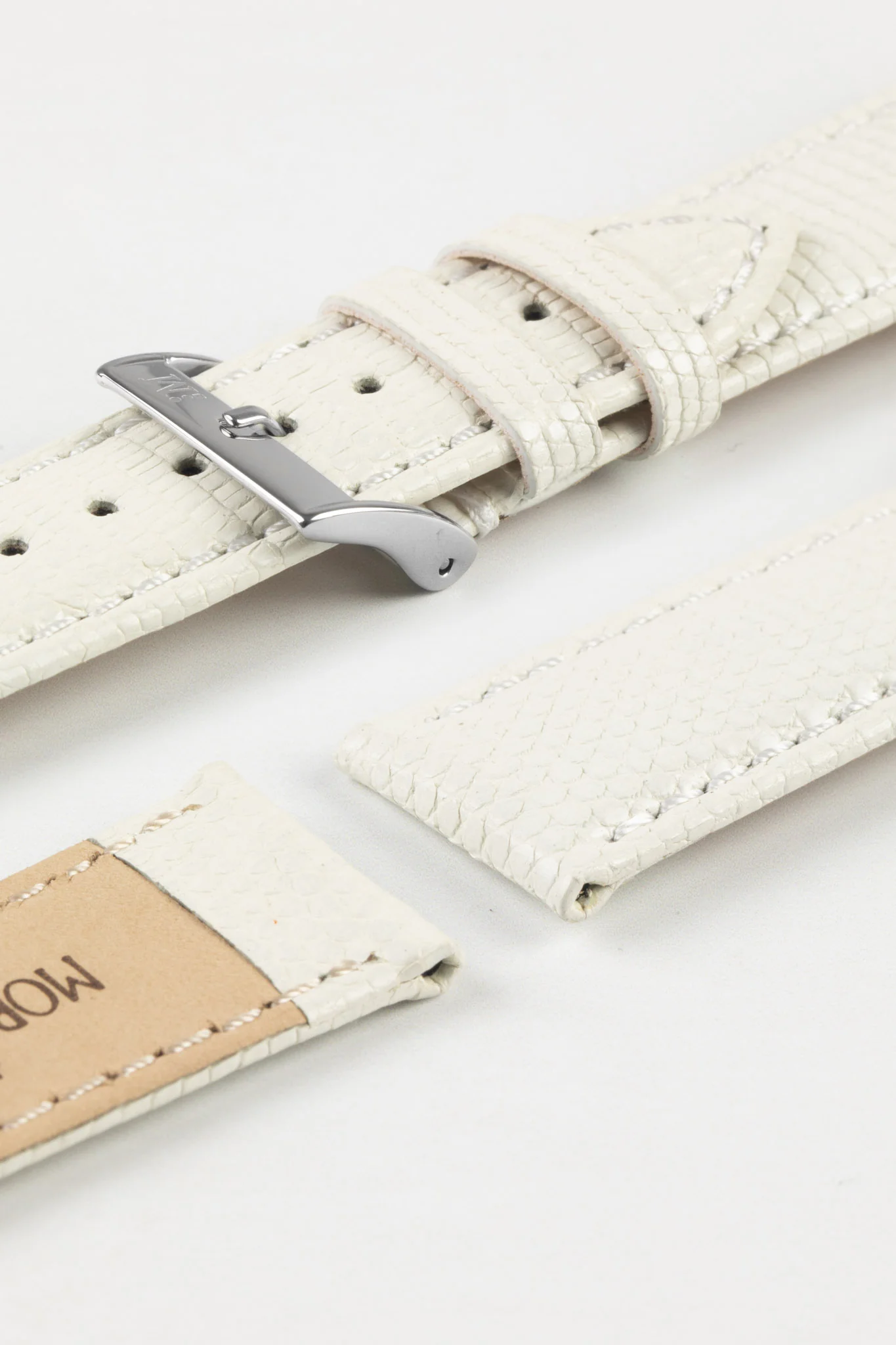 Morellato VIOLINO Genuine Lizard Skin Strap in WHITE - Image 7