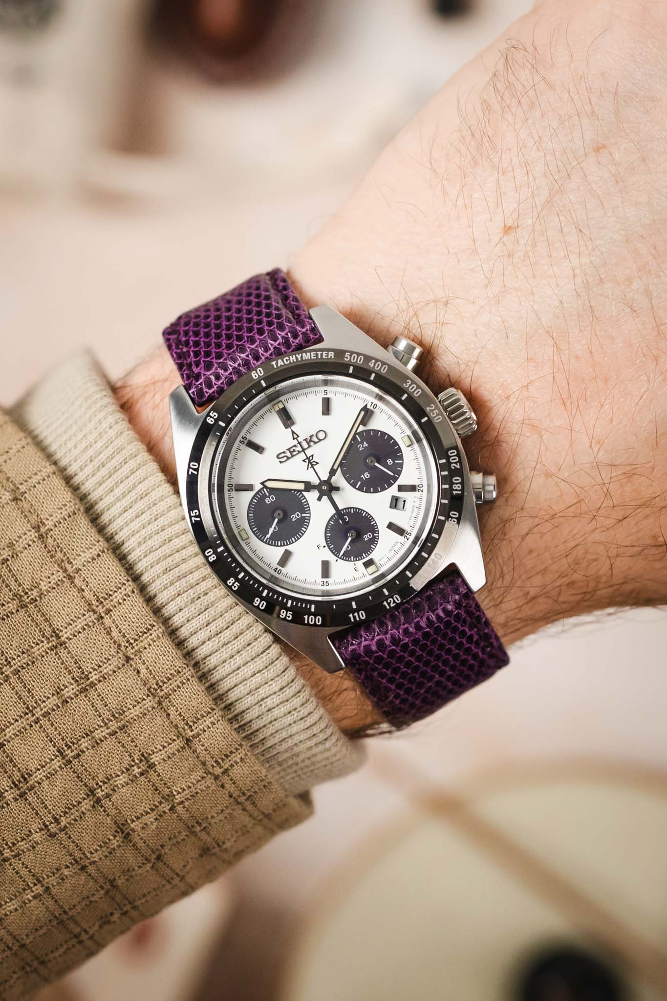 Morellato VIOLINO Genuine Lizard Skin Watch Strap in PURPLE - Image 2