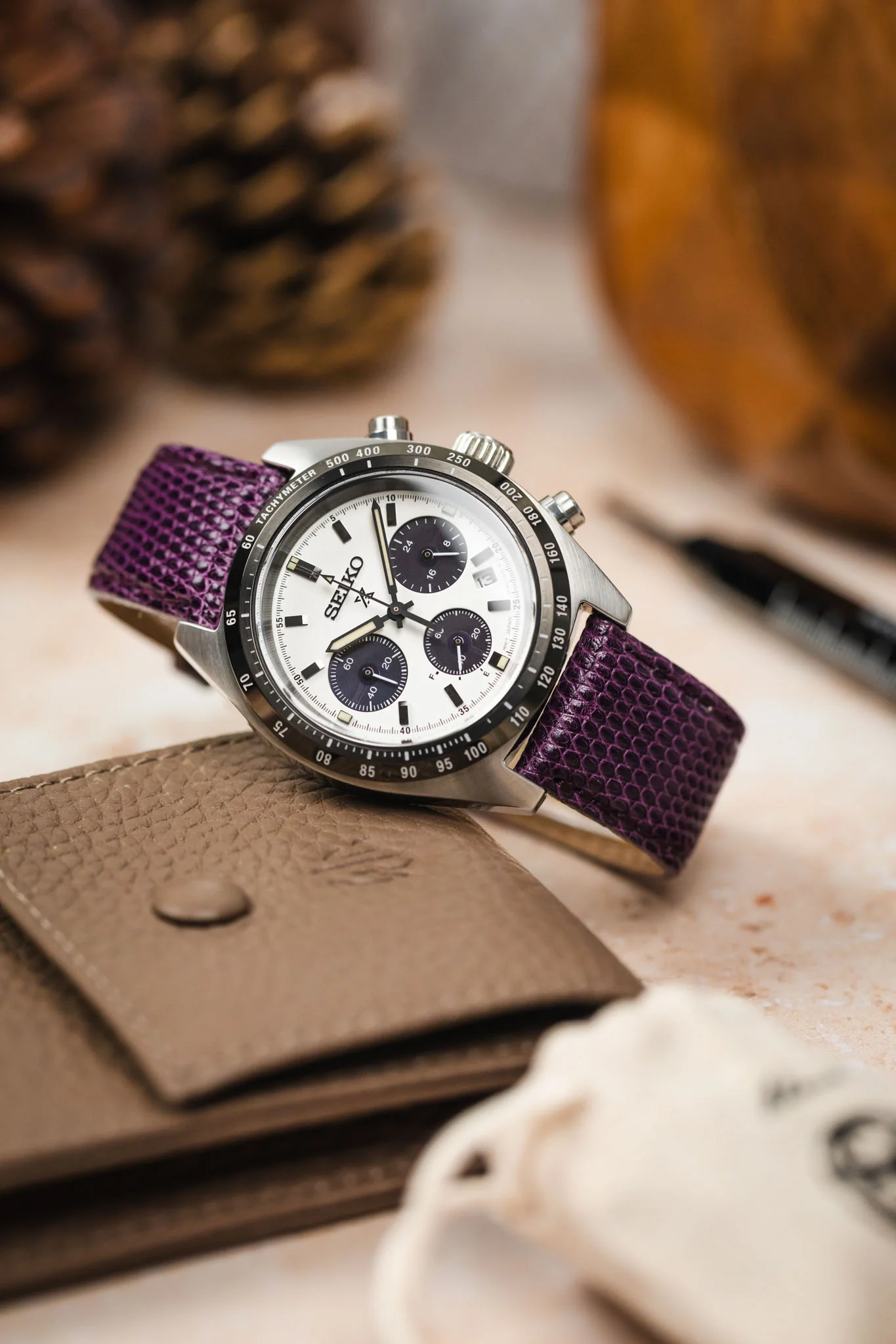Morellato VIOLINO Genuine Lizard Skin Watch Strap in PURPLE - Image 4