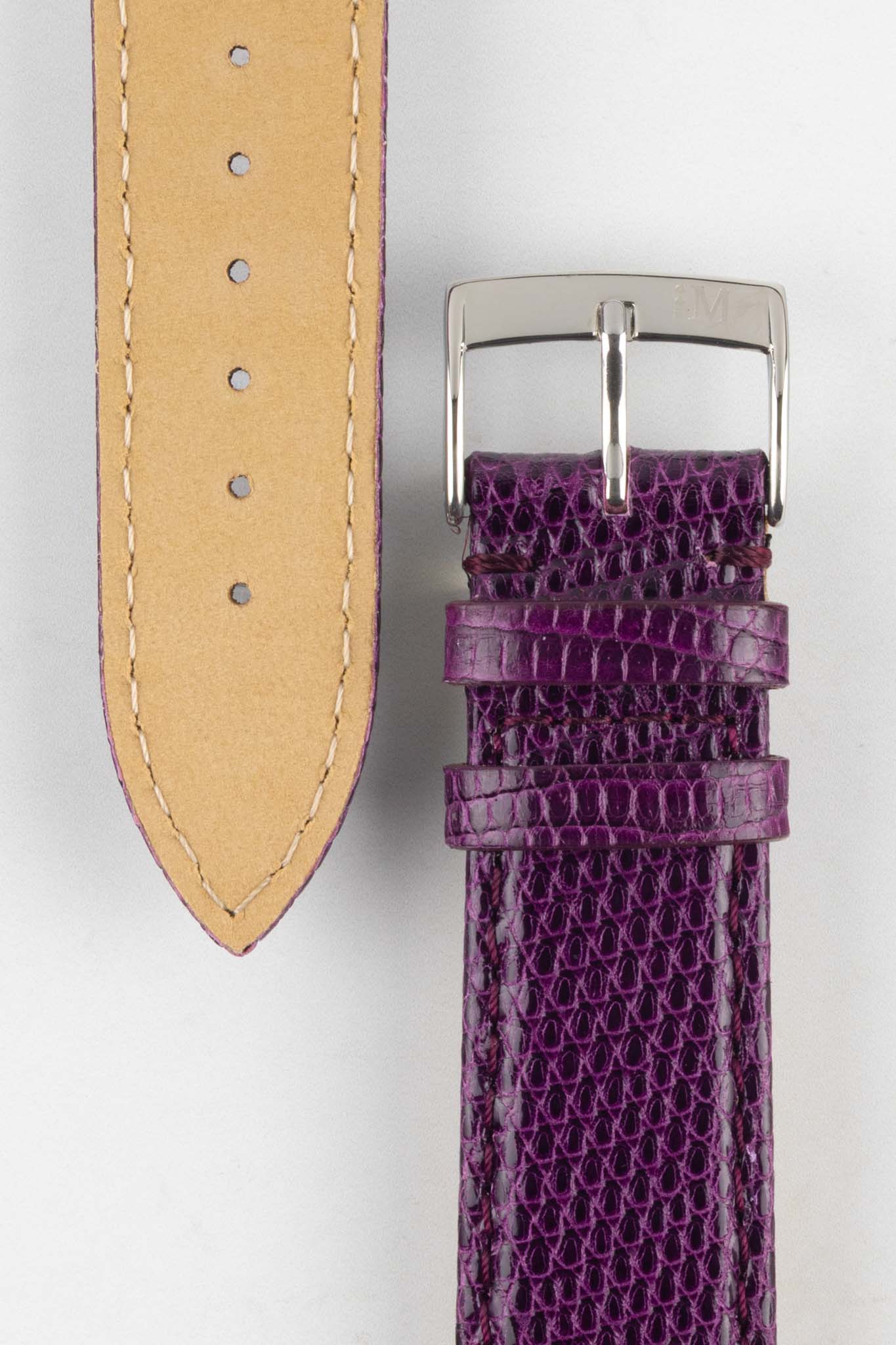 Morellato VIOLINO Genuine Lizard Skin Watch Strap in PURPLE - Image 5