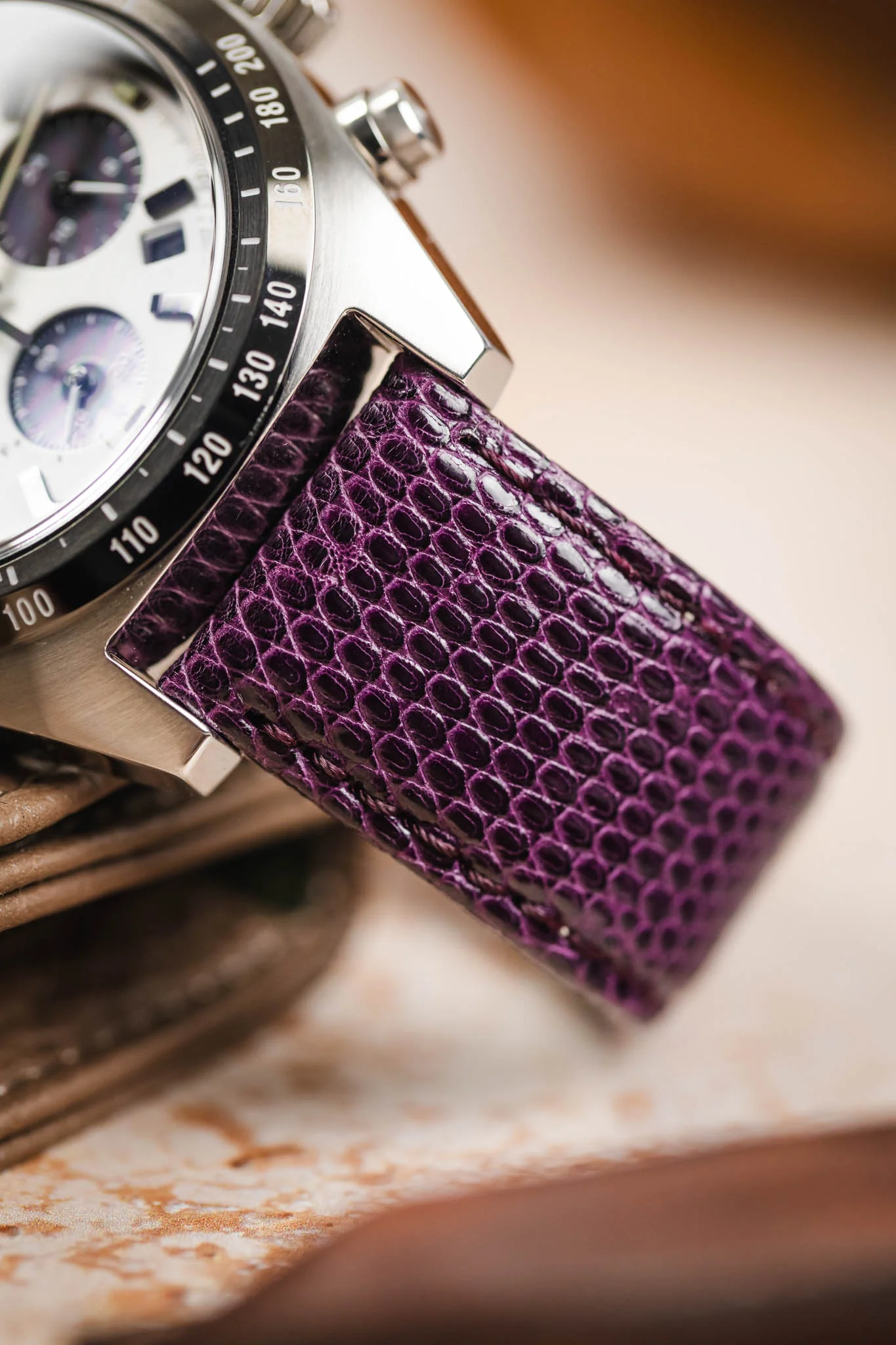 Morellato VIOLINO Genuine Lizard Skin Watch Strap in PURPLE - Image 6