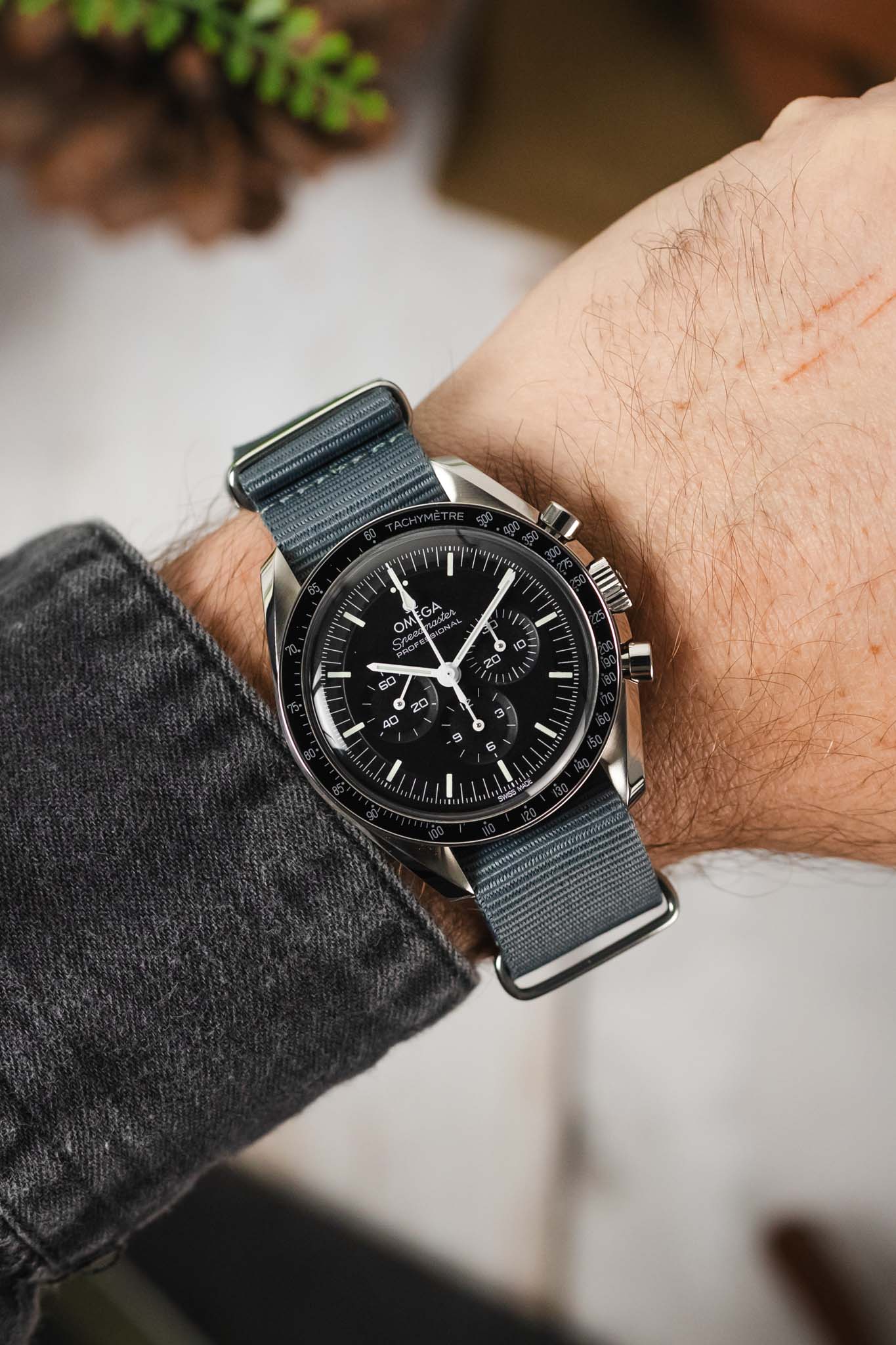 Nylon Watch Strap in GREY with Polished Buckle and Keepers - Image 2