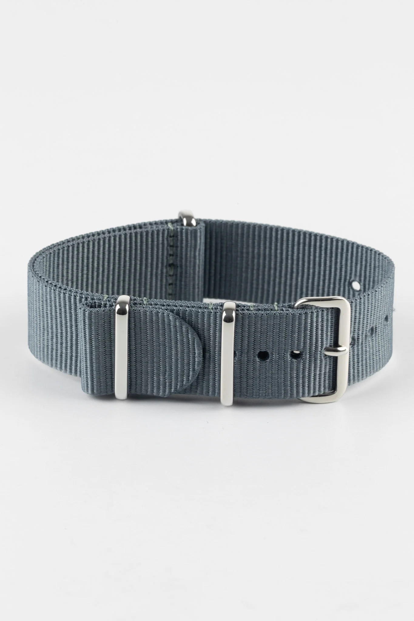 Nylon Watch Strap in GREY with Polished Buckle and Keepers - Image 3