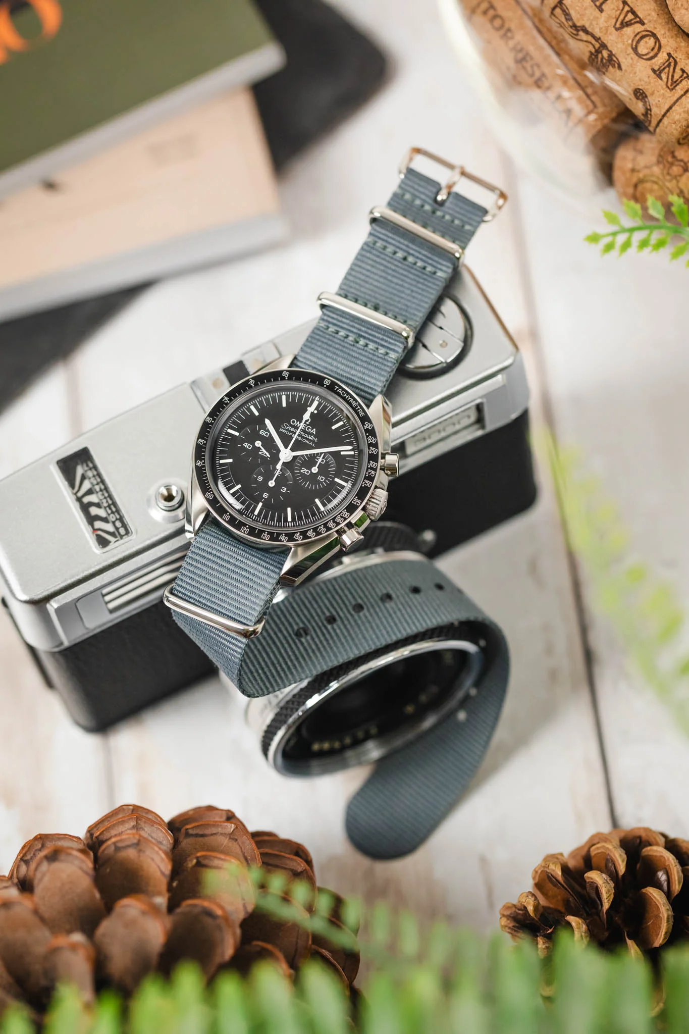 Nylon Watch Strap in GREY with Polished Buckle and Keepers - Image 4
