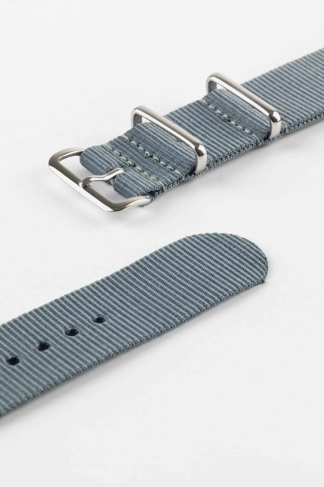 Nylon Watch Strap in GREY with Polished Buckle and Keepers - Image 5