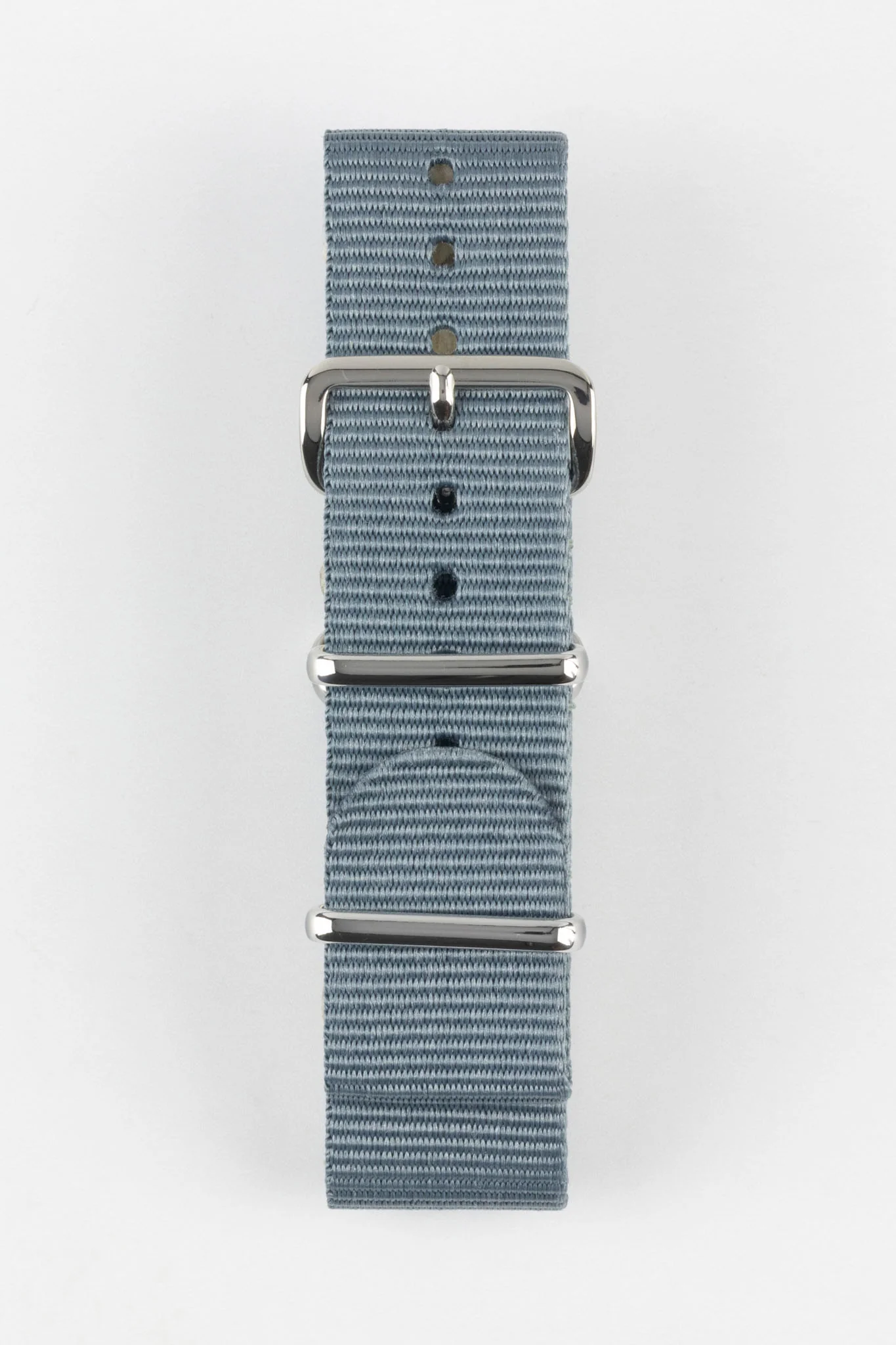 Nylon Watch Strap in GREY with Polished Buckle and Keepers - Image 7