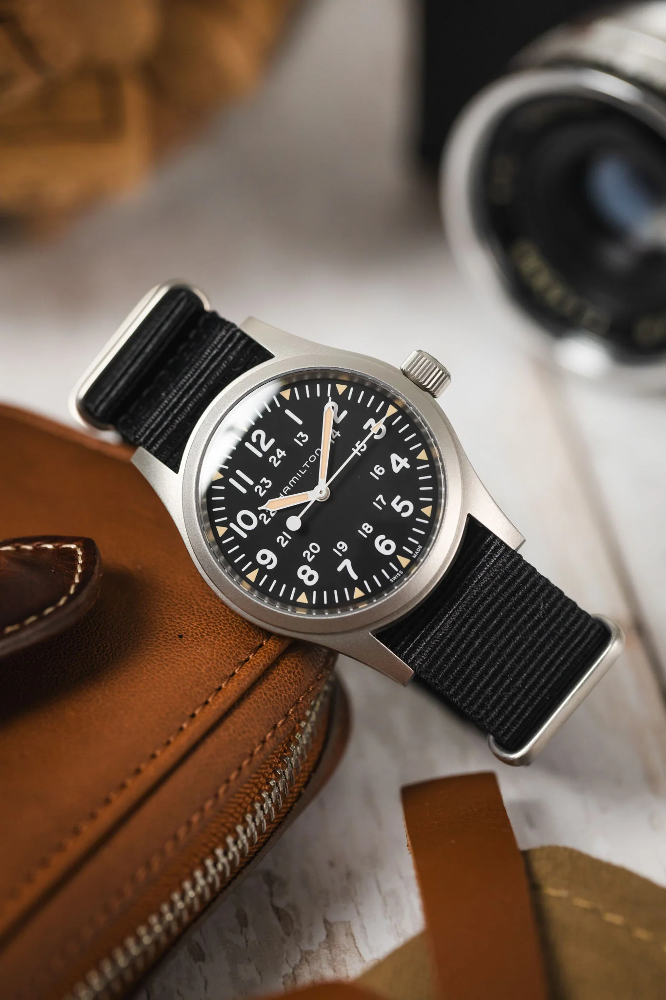 Nylon Watch Strap in BLACK with Brushed Buckle and Keepers - Image 4