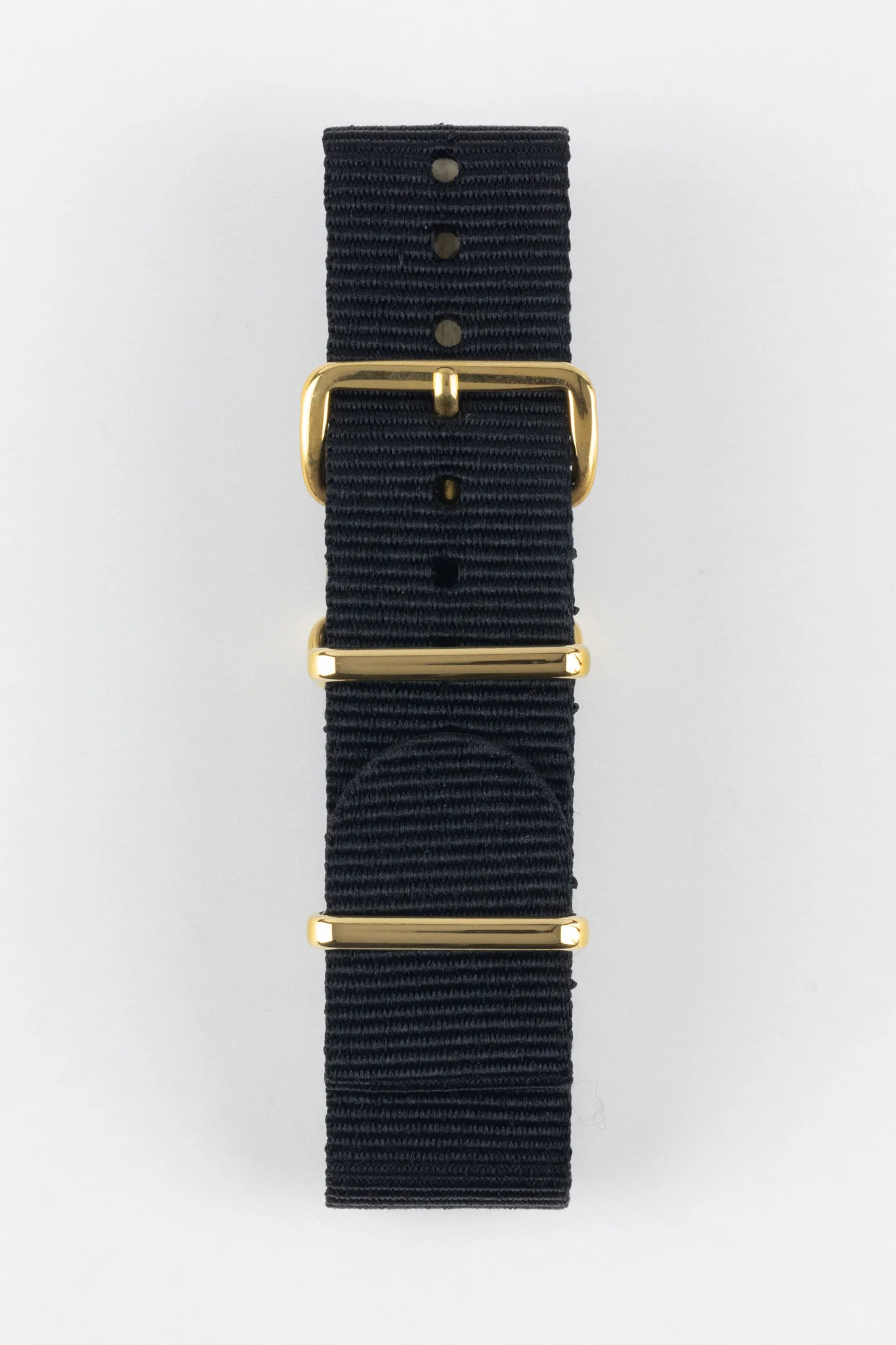 Nylon Watch Strap in BLACK with Gold Buckle and Keepers - Image 7